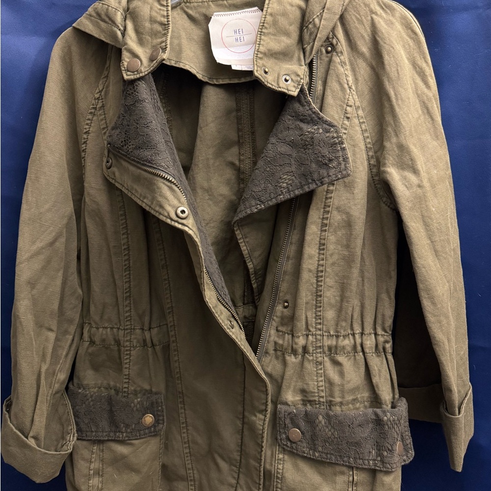Hei Hei (Anthropologie) Stylish Olive Utility Jacket for Women Sz S